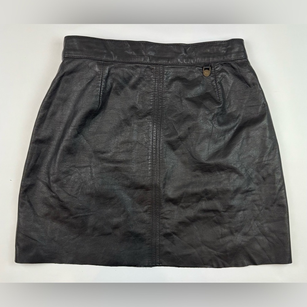 Rare Vintage German Goth 1990s Black Leather Skirt Collection K.K. Berlin, Sz 40